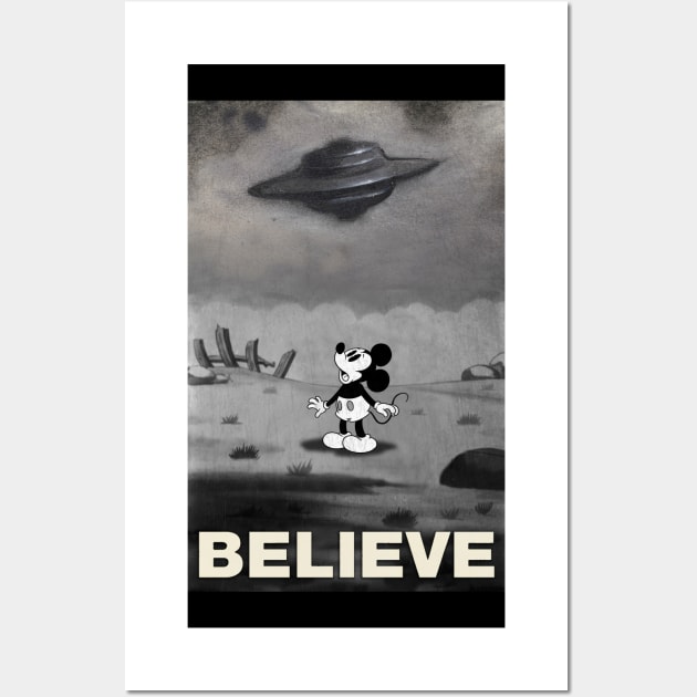 UFO I want to Believe Mickey Mouse Parody Wall Art by AtomicMadhouse